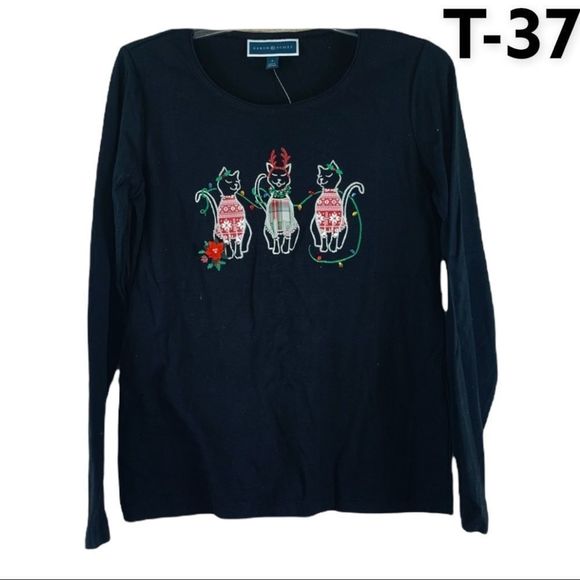 Karen Scott Tops - Karen Scott Christmas Cats Shirt NWT